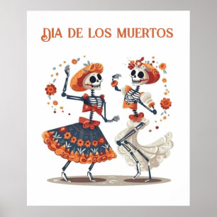 Affiche Couple de squelettes dansants personnalisés Día de