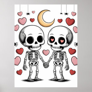 Affiche Couple de squelettes mignons : Graphique d'amour e