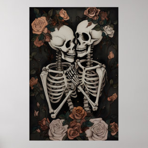 Affiche Couple de squelettes romantiques gothiques, affich