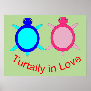 Affiche Couple de tortue mignonne