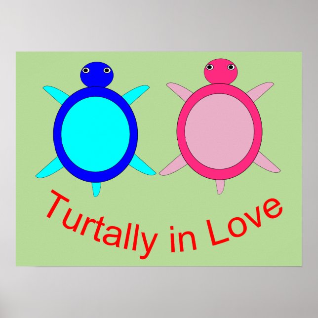 Affiche Couple de tortue mignonne (Devant)