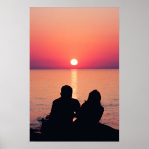 Affiche Couple en mer au coucher du soleil