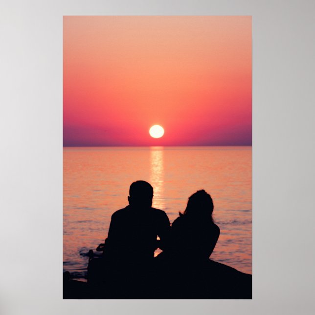 Affiche Couple en mer au coucher du soleil (Devant)