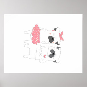 Affiche Couple Français Amour Bulldog AMOUREUX DES CHIEN