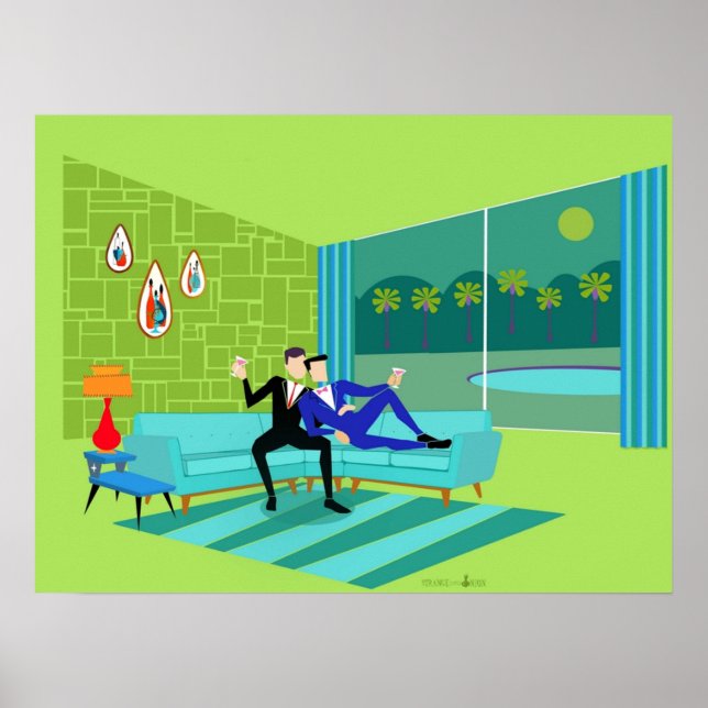 Affiche Couple Gay Romantique Rétro (Devant)