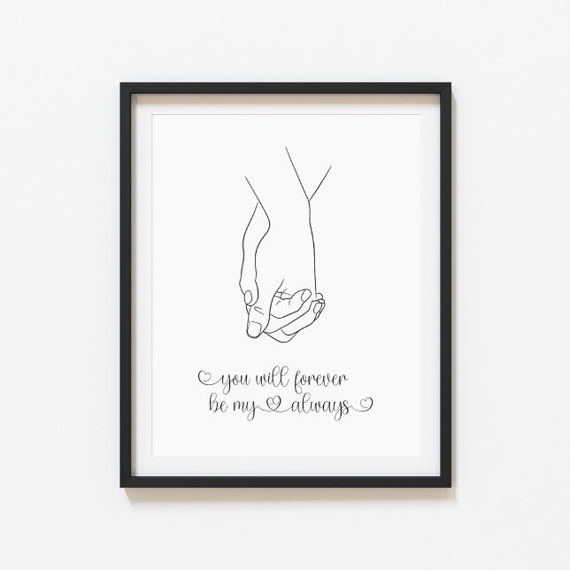Affiche Couple Holding Hands Line Art (Créateur téléchargé)