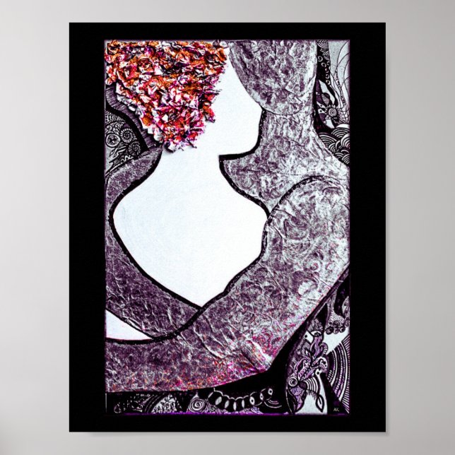 Affiche Couple interracial noir et blanc étreinte (Devant)