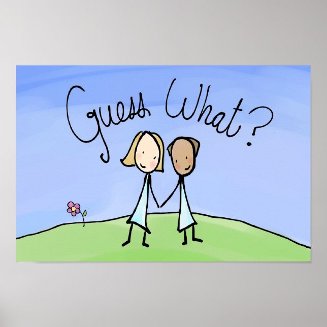 Affiche Couple Lesbienne mignonne Devinez quoi (Devant)