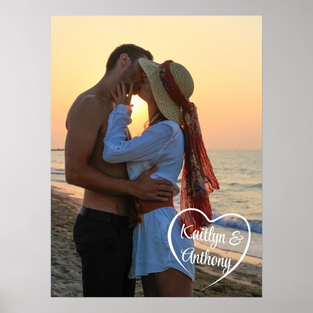 Affiche Couple Love Heart Photo Names (Devant)