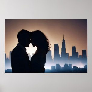 Affiche Couple Love Romantique coucher de soleil Silhouett