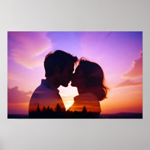 Affiche Couple Love Romantique coucher de soleil Silhouett