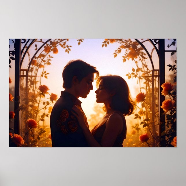 Affiche Couple Love Romantique Sunset Mariage Silhouette (Devant)