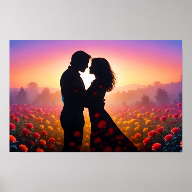 Affiche Couple Love Romantique Sunset Mariage Silhouette (Devant)