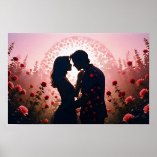 Affiche Couple Love Romantique Sunset Mariage Silhouette