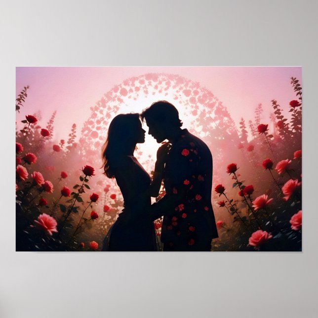 Affiche Couple Love Romantique Sunset Mariage Silhouette (Devant)