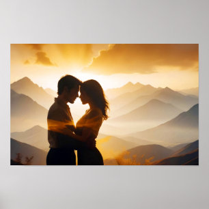 Affiche Couple Love Romantique Sunset Mariage Silhouette
