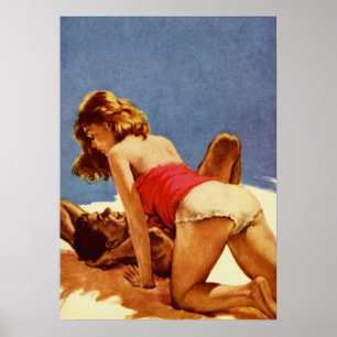 Affiche Couple Making Love - Retro Pulp Cover Art