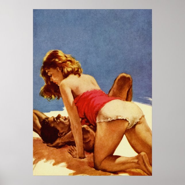 Affiche Couple Making Love - Retro Pulp Cover Art (Devant)