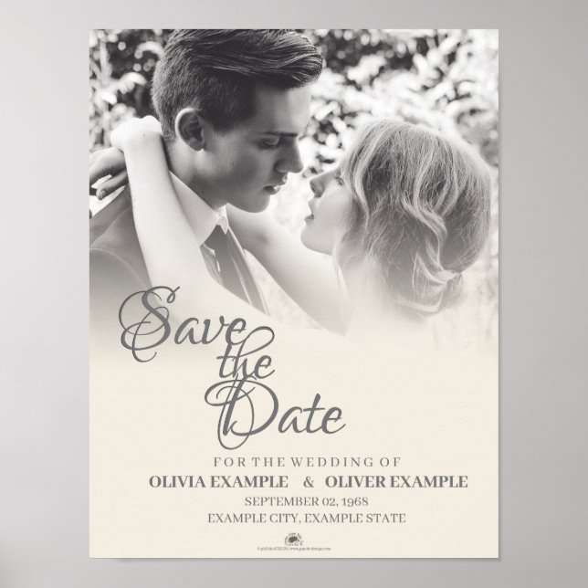 Affiche Couple Mariage baiser en monochrome (Devant)