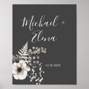 Affiche Couple Mariage gris foncé et blanc