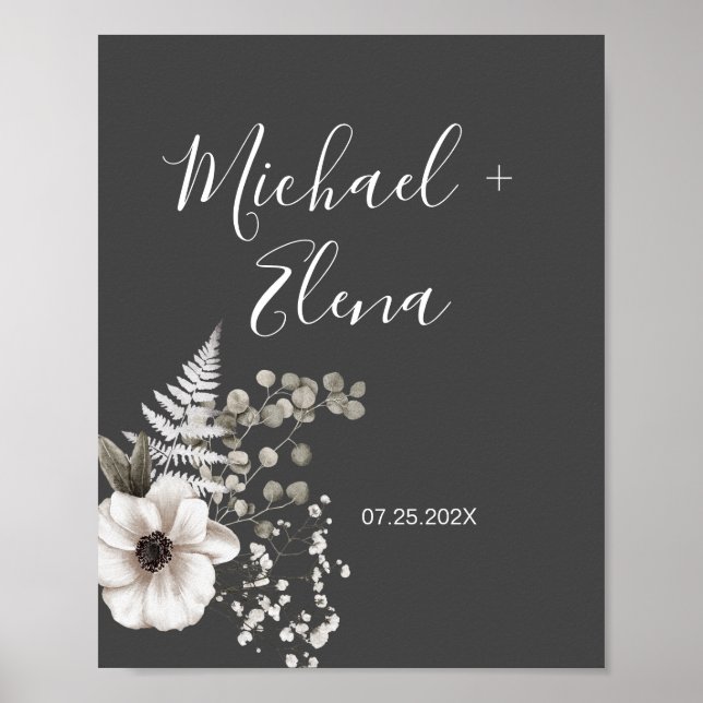 Affiche Couple Mariage gris foncé et blanc (Devant)