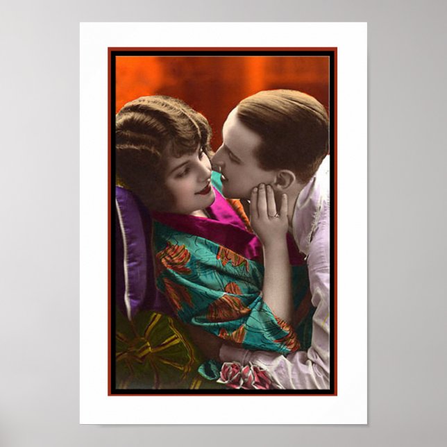 Affiche couple passionné dans une étreinte (Devant)
