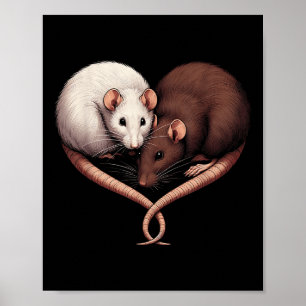 Affiche Couple Petit Rodent Pet Joyeux Coeur Amour Cute Ra