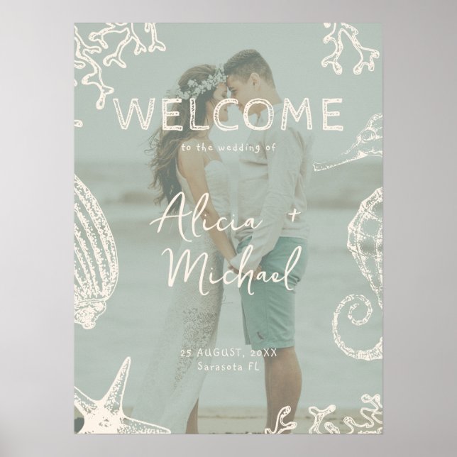 Affiche Couple photo coastal wedding welcome  (Devant)