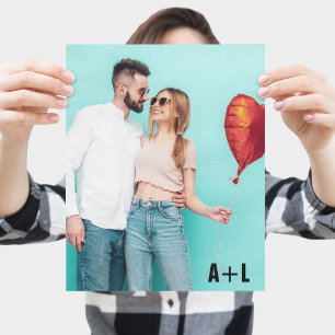 Affiche Couple Photo Initiales Personnalisées Valentines J