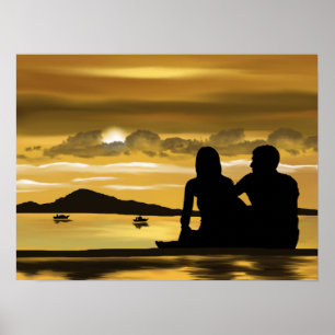 Affiche Couple plage romance magnifique paysage