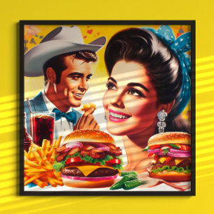 Affiche Couple rétro de fast-food