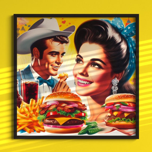 Affiche Couple rétro de fast-food (Créateur téléchargé)