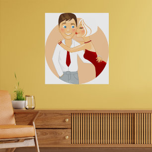 Affiche Couple Romantique Baiser Amour Mignon