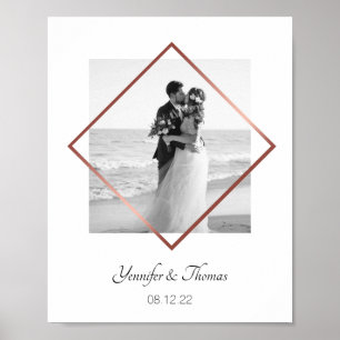 Affiche couple romantique photo rose or cadre minimaliste