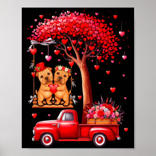 Affiche Couple Shar Peis Saint-Valentin Cœurs Arbre Pickup