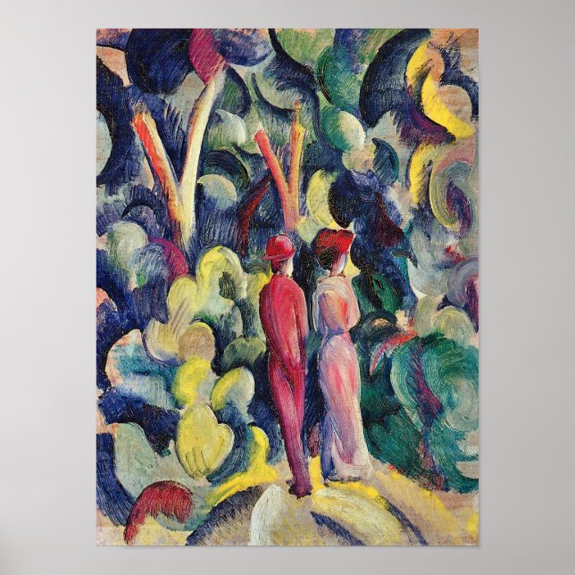 Affiche Couple sur le chemin forestier par August Macke (Devant)