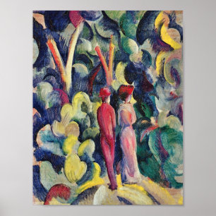 Affiche Couple sur le chemin forestier par August Macke