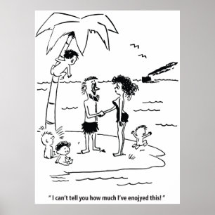 Affiche Couple sur une île déserte avec beaucoup d'enfants