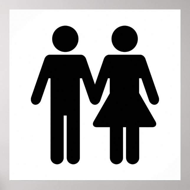 Affiche Couple toilettes Style - Noir (Devant)
