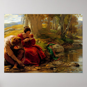 Affiche Couple Victorien au bord de la rivière Peinture