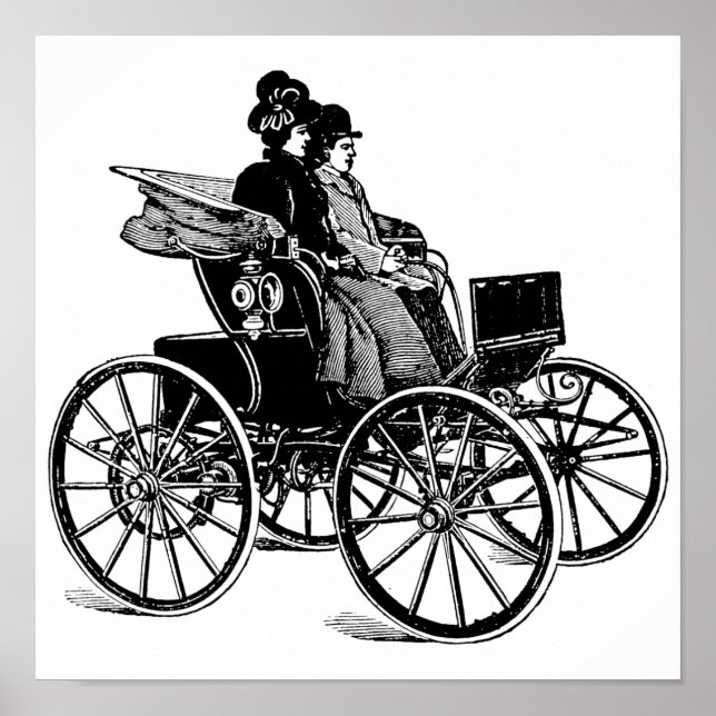 Affiche couple victorien femme Carriage Wagon Art (Devant)