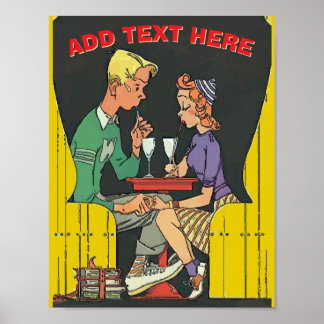 Affiche Couple vintage avec soda