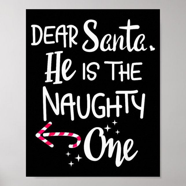 Affiche Couples Christmas Santa He Is The Naughty One Funn (Devant)