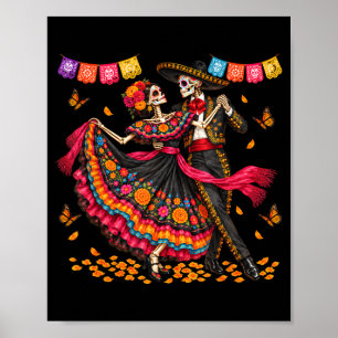Affiche Couples de skeletons dansants de Dia de los muerto
