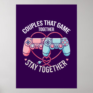 Affiche Couples Qui Jouent Ensemble - Gaming Coupe Amateur