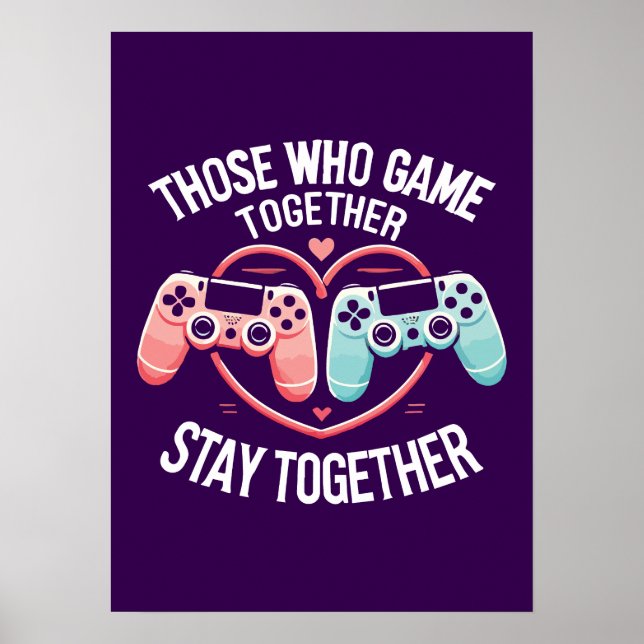 Affiche Couples Qui Jouent Ensemble - Gaming Coupe Amateur (Devant)