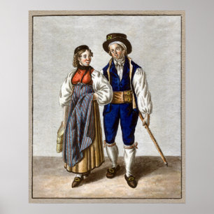 Affiche Couples suisses traditionnels d'Oberhasli, Berne