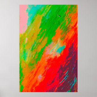 Affiche Coups de pinceau multicolores abstraits vintage
