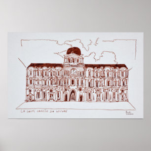 Affiche Cour Carree Louvre, Paris, France