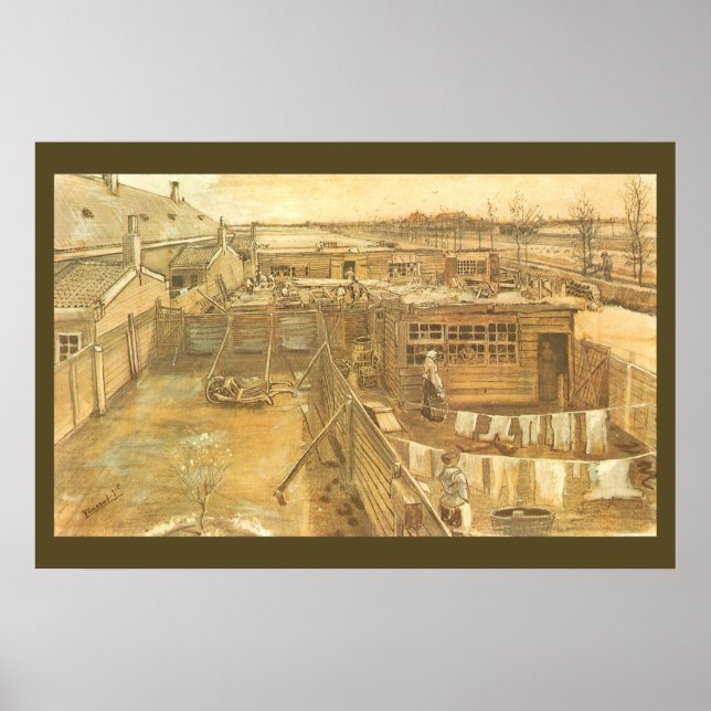 Affiche Cour de charpentier et blanchisserie par Vincent v (Devant)
